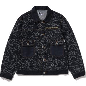 BAPE X OVO NEON 1ST CAMO JACQUARD DENIM JACKET MENS