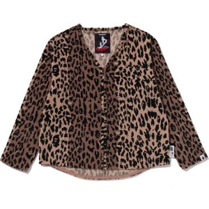 BAPE BY KAZUKI KURAISHI LEOPARD JACQUARD ZIP CARDIGAN MENS